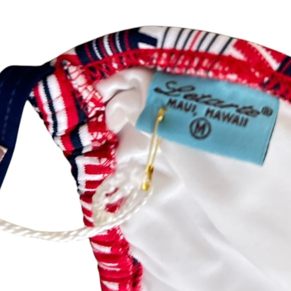 NWT Letarte American pie slide tri swim top tie navy/red/white padded medium - Picture 5 of 5